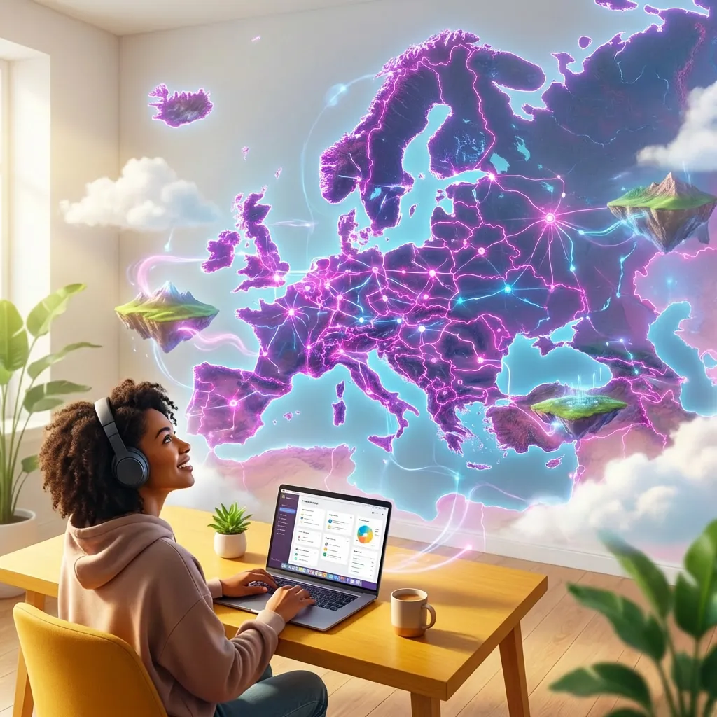 Country guides — illustrated map of Europe with remote work destinations