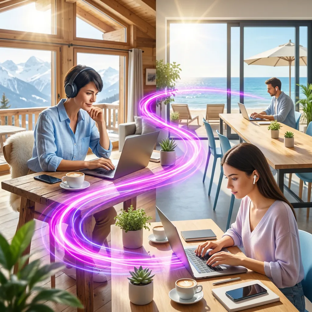 Remote workers connected across European locations