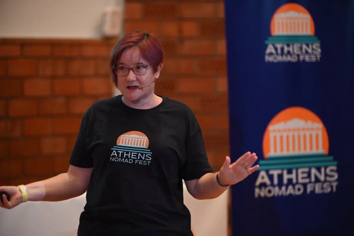 Maya Middlemiss speaking at an event